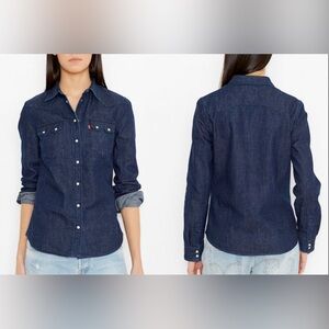 EUC- Levi’s ‘Sawtooth Selvedge’ Denim Western Shirt w/Pearl Snaps